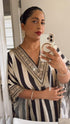 (Divyanka Tripathi) Gold Black Striped Kaftan Set